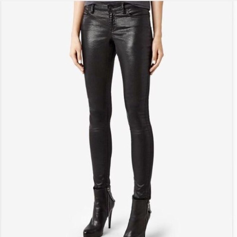 Allsaints Petrel Brodie Skinny Coated Jean Black